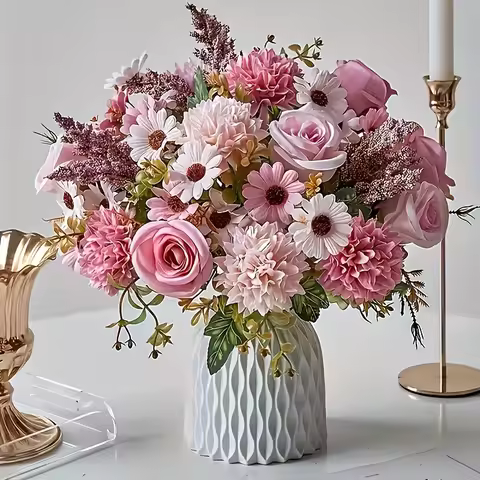 1 artificial rose bouquet (excluding flower basket) hand-held flower wreath simulation flower daisy 