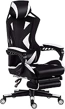 Game chair PC Ergonomic E-Sports Swivel Chair with Adjustable High-Back PU Leather Racing Rolling Computer Chair for Office Home Lumbar Support Headrest Armrest (Black Red)-Black W