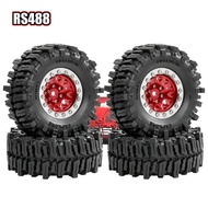 4pcs 64mm 1.3 inch Metal Beadlock Wheel and Tire 7mm Hex for 1/18 1/24 FCX24 FCX24M TRX4M SCX24 AX24