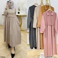Lucy Dress Bhn Babyterry Mix Knite Baju Gamis Wanita Terbaru 2024 Model Kekinian Baju Gamis Long Dre