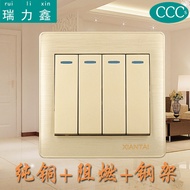 Light Luxury Household G5Champagne Color Switch Four-Position Switch Single Control Champagne Gold F