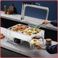 WININ Chafing Dish Buffet Set, 6/9L Stainless Steel Buffet Stove,  with Transparent Hydraulic Lid Bu