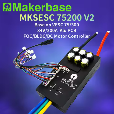 Makerbase VESC 75200 V2 84V 200A High Current With Alu PCB Based on VESC For E-Foil Fight Robot Surf