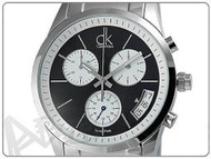 【蘋果小舖】 CK Calvin Klein Bold 凱文克萊時尚三眼計時鋼帶錶-黑# K2247107 K22471