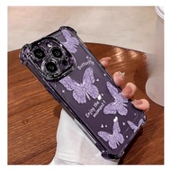 casing For Realme C53 C51 C35 C33 C31 C55 C61 C63 Note 50 Kotak telefon kupu-kupu silikon empat sudu
