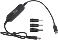 XusLFR USB C 5V to 1.2V 3V 4.5V 6V 7.5V 9V 12V 2.5mm/3.5mm/4.0mm/5.5mm Adjustable Cable with LED Dis