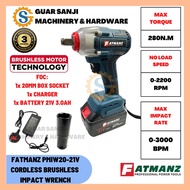 FATMANZ PMIW20-21V 1/2" CORDLESS BRUSHLESS IMPACT WRENCH 280NM 21V 3.0AH BATTERY
