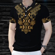 Men's Polo Shirt for Men Clothing Barong Clothing Vintage Style Tops Casual Short-sleeve Polo Shirt 