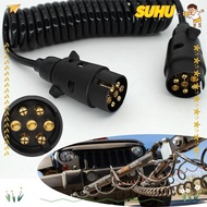 SUHU Trailer Extension Cable, 2M 7 Pin Extension Trailer Connector,  TPU Spring Wire Couplings Plug Socket Wire Socket Extension Wiring Touring Car