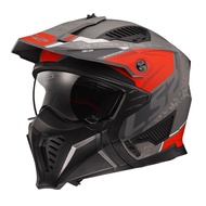 LS2 Helmets - Drifter OF606 Devor Matt Silver Titanium Red - หมวกกันน็อคเปิดหน้า