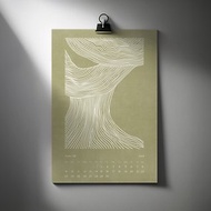 數位 Abstract monthly printable calendar 2024 Minimalist 11x17in lines illustration