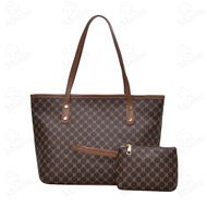 ♞Mumu 3061 Retro 2pcs/set Vintage Large Tote Bag Women Leather Shoulder Bags For Students Woman