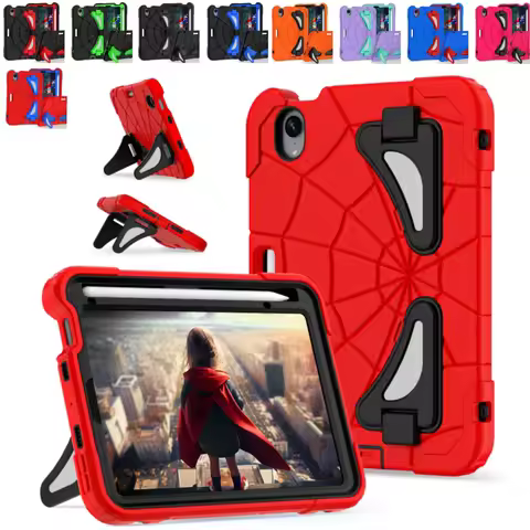 Spider Shockproof Kids Case for iPad mini 7 A2993 2024 mini 6 8.3 inch Silicone + PC Tablet Cover Bu