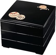 H-161-37A Lacquer Countertop Box, 2.8 inches (7 cm), Black Tamari (Inner Black) 3 Tiers