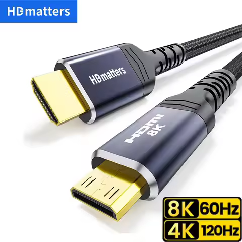 8K Mini HDMI Cable 4K 120Hz Mini HDMI to HDMI 2.1 Adapter Cable Braided Bi-direction HDMI to Mini HD