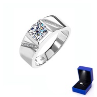 [เพชรแท้ 100%]แหวนเงิน S925 แหวนแฟชั่นชาย แหวนคู่ แหวนแต่งงาน แหวนโมซาไนต์ ช่องเปิดปรับได้ ไม่ซีดจาง