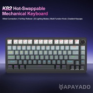 APAYADO K82 Wired RGB Mechanical Gaming Keyboard 82 Keys Hot Swappable Keyboard with Knob Anti-Ghost