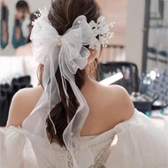 Bridal Veil Japanese Korean Sweet Juan Yarn Bow Headband Super Fairy Wedding Dress with Makeup Styli