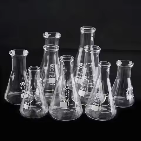 1pc 50ml/100ml/150ml/200ml/250ml/300ml/500ml/1000ml Borosilicate Glass Conical Erlenmeyer Flask for