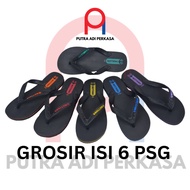 (GROSIR 6 PSG) Sandal Jepit Swallow M02 | New Era all black HItam Pria Wanita Anak