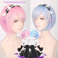 { FH Fashion }  Hajimeru Isekai Seikatsu Rem Ram Twins Blue Pink Cosplay Wig +Pins Party New .