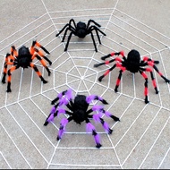 Halloween Spider Bar Decoration Black Velvet Spider Plush Toy Fake Spider Web Spider Silk Halloween 