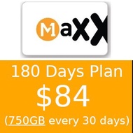M1 Maxx $84 180 Days Plan (750GB every 30 days) Top Up / Recharge / Renewal