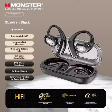 MONSTER AC311 Wireless Bluetooth Headphones Open-air Long Battery Life Stereo Touch IPX5 Waterproof