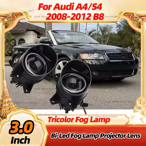 For Audi A4/S4 2008-2012 B8 Bi LED Fog Light 3.0 Inch Fog Lens Adjustment Bracket HD Glass Projector