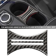 EAZYLIVING Car Carbon Fiber Interior Water Cup Holder Decor Covers Trim For Mercedes Benz B A GLA CL