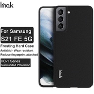 Samsung Galaxy S21 FE 5G / A32 - Imak HC 2 Frosting Hard Case Sandstone Matte Black Full Coverage Anti Slip Skid Shock Resistant Impact Fingerprint Camera Protection Lanyard Hole