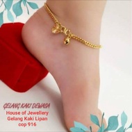 🔥Ready Stock🔥Gelang Kaki lipan padu Emas Bangkok cop 916