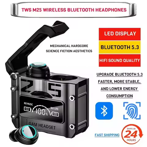 M25 TWS Wireless Headphones Earphones Bluetooth Touch Control Noise Reduction Stereo Waterproof Earb