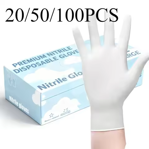 20/50/100PCS White Nitrile Gloves Disposable Cleaning Gloves Kitchen Dishwashing Household Gloves Na