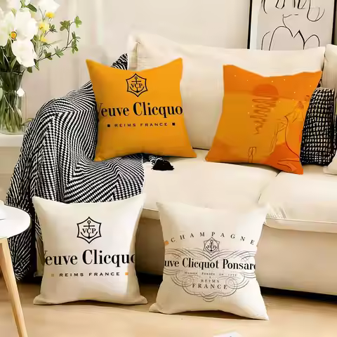 Luxury V-Veuve ClicquotS Cushion Cover Skin-Friendly Linen Pillow, Soft & Comfortable Square Cushion