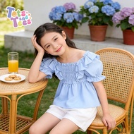 Korean Puff Sleeve Button Ruffle Hem Blouse & Peplum for Girls | 021 (5-8 YR OLD) 6619 (7-10 YR OLD)