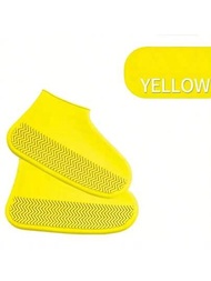 1雙矽膠戶外鞋套，乳膠自行車雨靴套，可重複使用，防塵防水，厚實、防滑、耐磨，適合露營和戶外活動使用。