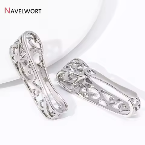 Rhodium Plated Brass Holllow Pendant Buckle Connectors,Flower Pinch Clip Clasps,DIY Necklace Making 