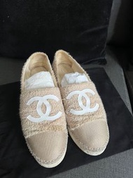 Chanel 毛絨布 草編鞋 39號