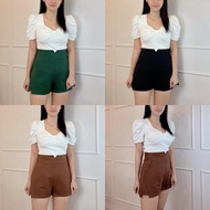 (JANUARY BRAND) SMLXL2XL Women's High Waist Short pants女装高腰短裤罗马弹力面料后腰伸缩裤头-JN5464