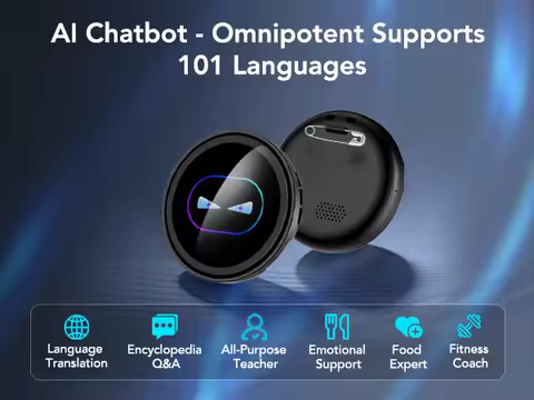 ZNP Al Badge Personal Assistant Gadget, AI Life Assistant with ChatGPT and Real-Time Translation GIF