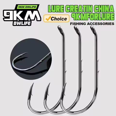 9KM Baitholder Fishing Hooks 50~100Pcs Live Bait Hook Barbed Shank Down Eye Offset Circle Hook Carp 