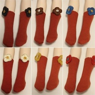 [Just Doll Socks] Rust Red Flower Short Tube Socks 1/6 bjd Azone/ob22/24/26 Blythe Dress Up Socks