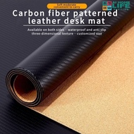 Carbon Fiber Pattern Desk Mat Cork Double-Sided Leather Computer Desk Mat Waterproof Student Desk Mat Large Size Mouse Mat