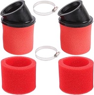 2Pcs Universal 48mm 49mm 50mm Red Angled Double Foam Pod Performance Air Filter Cleaner 50cc 70cc 90