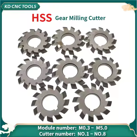8PCS M0.3/M0.4/M0.5/M0.6/M0.7/M1/M1.25/M1.5/M2/M3/M4 Modulus PA20 degrees NO.1-NO.8 HSS Gear Milling