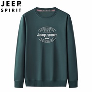 JEEP SPIRIT เสื้อกันหนาวผู้ชายขนาดใหญ่แขนยาวหลวมรอบคอเสื้อกันหนาวผู้ชาย Casual กีฬาเสื้อกันหนาวเสื้อ