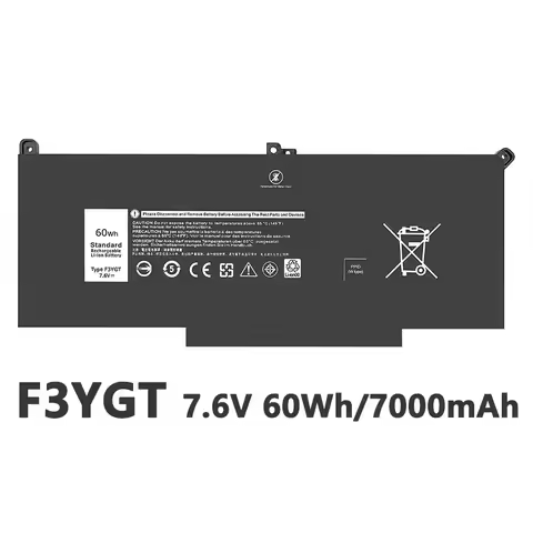 7.6V 60Wh F3YGT Laptop Battery for Dell Latitude 12 7000 7280 7290/13 7000 7380 7390 P29S002/14 7000