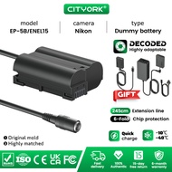 Cityork EN-EL15 ENEL15 EN EL15C EP-5B Dummy Battery With Type-C Fast Charge PD Cable AC UK Adapter F
