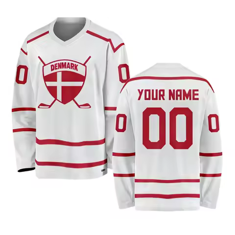 Denmark Personalized Hockey Jersey for Men Women Youth Kids, Custom Ice Hockey Shirt with Name Numbe